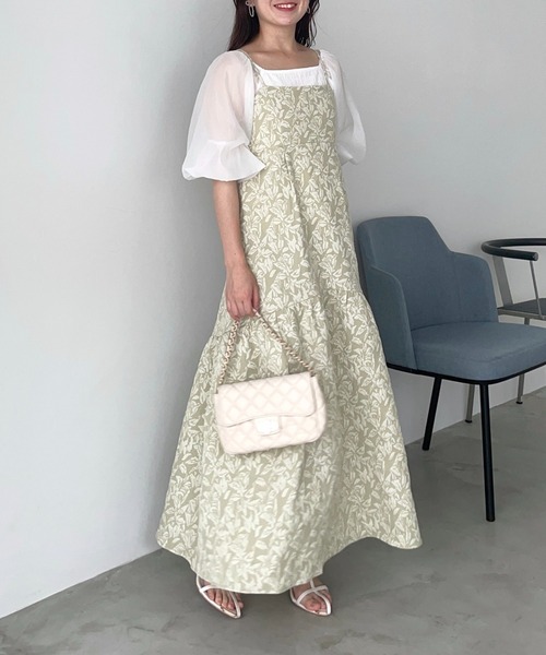 mysty woman（ミスティウーマン）の「フラワージャガードキャミワンピース　135300（ワンピース・レディース・オフホワイト/ブラック/グリーン・FREE）」の12枚目の写真