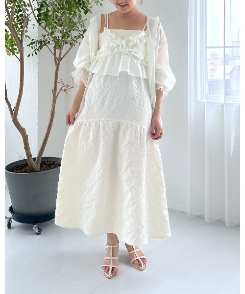 mysty woman（ミスティウーマン）の「フラワージャガードキャミワンピース　135300（ワンピース・レディース・オフホワイト/ブラック/グリーン・FREE）」の21枚目の写真