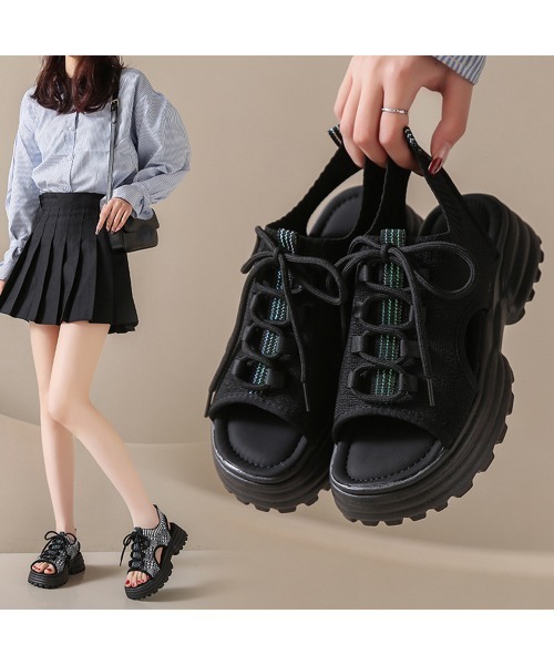 Miniministore(ミニミニストア)の「厚底スポーツサンダル レディース 韓国風(サンダル・レディース・アイボリー/ブラック/グレー・24.5cm/23.0cm/23.5cm/22.5cm/24.0cm)」の7枚目の写真