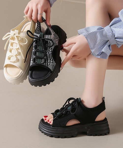 Miniministore(ミニミニストア)の「厚底スポーツサンダル レディース 韓国風(サンダル・レディース・アイボリー/ブラック/グレー・24.5cm/23.0cm/23.5cm/22.5cm/24.0cm)」の15枚目の写真