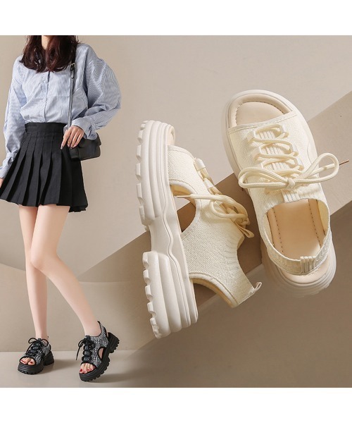 Miniministore(ミニミニストア)の「厚底スポーツサンダル レディース 韓国風(サンダル・レディース・アイボリー/ブラック/グレー・24.5cm/23.0cm/23.5cm/22.5cm/24.0cm)」の17枚目の写真