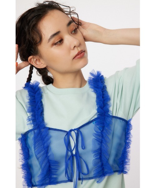 RODEO CROWNS WIDE BOWL（ロデオクラウンズワイドボウル）の「frill チュールビスチェ（ベスト・レディース・ブルー/アイボリー/ブラック・FREE）」の4枚目の写真