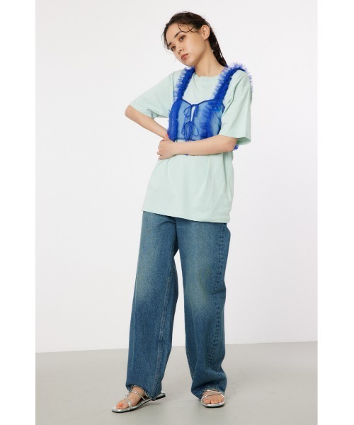 RODEO CROWNS WIDE BOWL（ロデオクラウンズワイドボウル）の「frill チュールビスチェ（ベスト・レディース・ブルー/アイボリー/ブラック・FREE）」の7枚目の写真