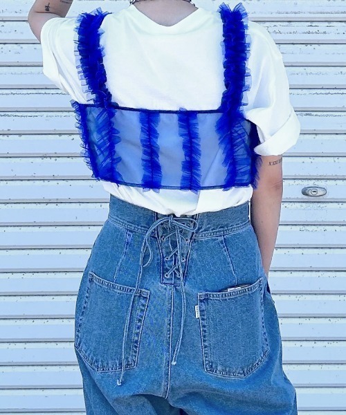 RODEO CROWNS WIDE BOWL（ロデオクラウンズワイドボウル）の「frill チュールビスチェ（ベスト・レディース・ブルー/アイボリー/ブラック・FREE）」の18枚目の写真