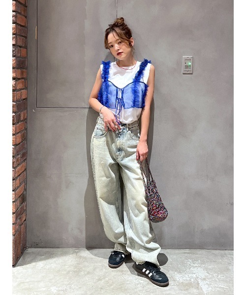 RODEO CROWNS WIDE BOWL（ロデオクラウンズワイドボウル）の「frill チュールビスチェ（ベスト・レディース・ブルー/アイボリー/ブラック・FREE）」の21枚目の写真