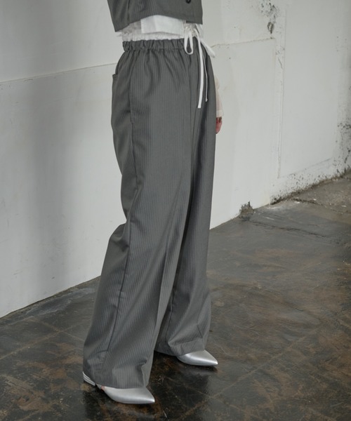 AIC.（エーアイシー）の「カットオフダブルウエストストライプパンツ