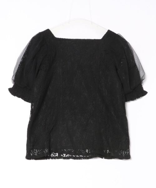 axes femme（アクシーズファム）の「チュール袖総レーストップス（Tシャツ/カットソー・レディース・ホワイト/ブラック/サックスブルー・FREE）」の4枚目の写真