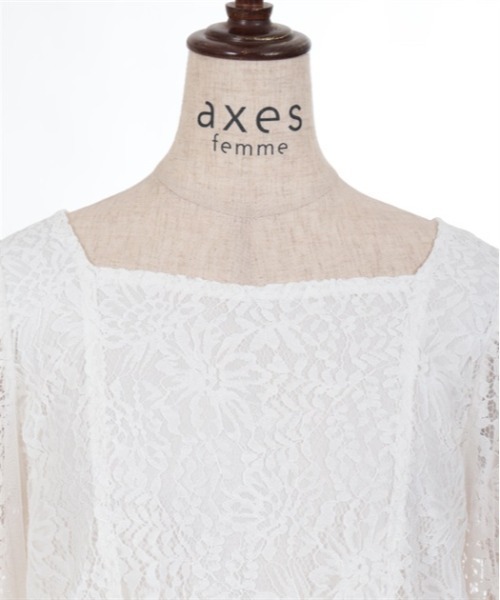 axes femme（アクシーズファム）の「チュール袖総レーストップス（Tシャツ/カットソー・レディース・ホワイト/ブラック/サックスブルー・FREE）」の15枚目の写真