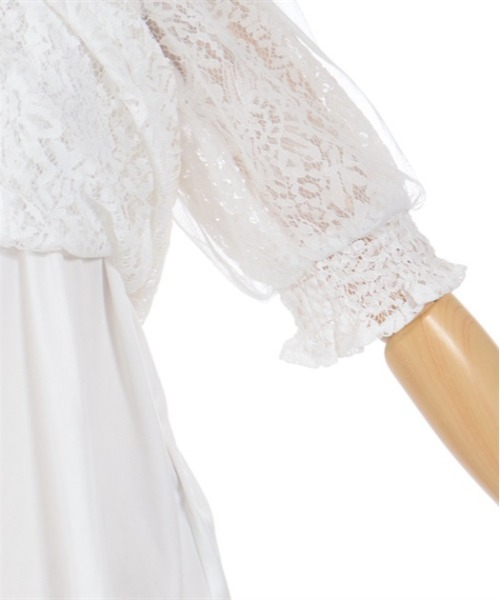 axes femme（アクシーズファム）の「チュール袖総レーストップス（Tシャツ/カットソー・レディース・ホワイト/ブラック/サックスブルー・FREE）」の12枚目の写真