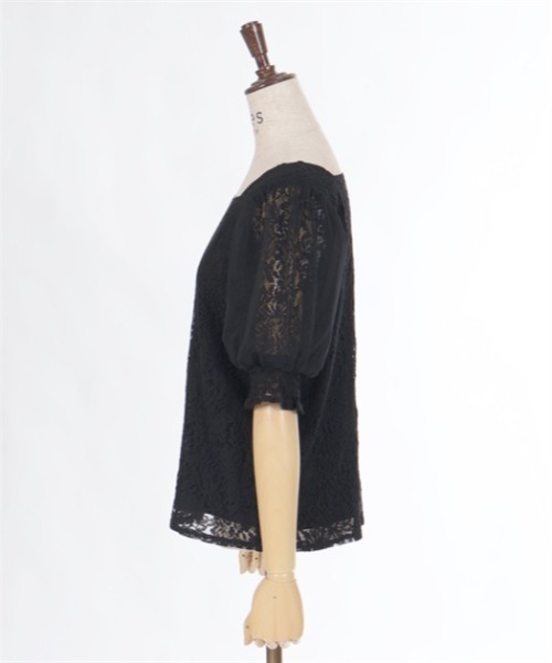 axes femme（アクシーズファム）の「チュール袖総レーストップス（Tシャツ/カットソー・レディース・ホワイト/ブラック/サックスブルー・FREE）」の10枚目の写真