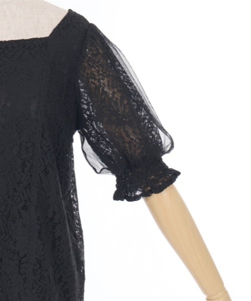 axes femme（アクシーズファム）の「チュール袖総レーストップス（Tシャツ/カットソー・レディース・ホワイト/ブラック/サックスブルー・FREE）」の5枚目の写真