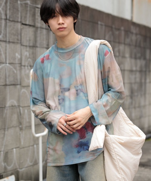 SENSE OF PLACE by URBAN RESEARCH（センスオブプレイスバイアーバンリサーチ）の「マーブルシアールーズロングTシャツ（Tシャツ/カットソー・メンズ・ブラウン/ブルー/ブラック・LARGE/MEDIUM）」の16枚目の写真