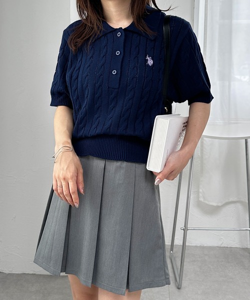 POLO ネイビー ケーブルニット 半袖セーター 楽天市場】ラルフローレン コットン ケーブル 半袖 ニット