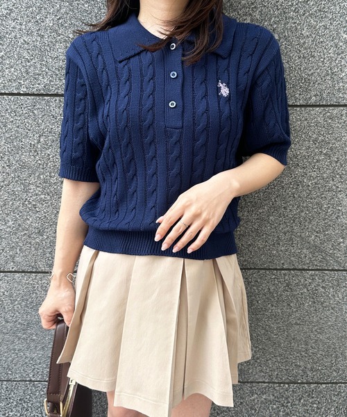 セール】RANAN/solleim別注【U.S.POLO ASSN.】 半袖ケーブルポロ