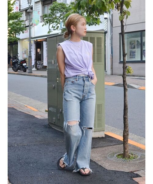 Ungrid（アングリッド）の「カラーエンブロイダリータンクトップ（Tシャツ/カットソー・レディース・ブラウン/オレンジ/パープル/オフホワイト・FREE）」の21枚目の写真