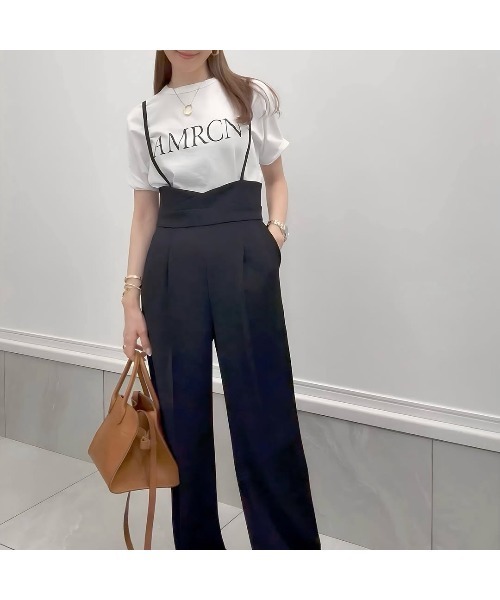 Futier land（フューティアランド）の「【新色追加】ハイウエストキャミサロペット美脚スラックス（サロペット/オーバーオール・レディース・モカ/ブラック/グレー/ブラウン/オフホワイト・LARGE/MEDIUM/SMALL/X-LARGE）」の15枚目の写真