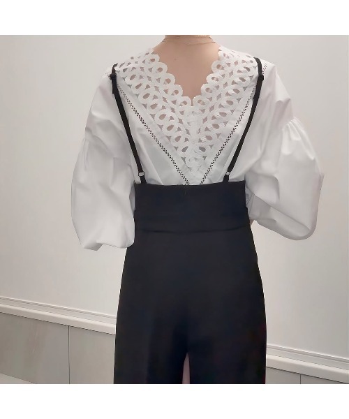 Futier land（フューティアランド）の「【新色追加】ハイウエストキャミサロペット美脚スラックス（サロペット/オーバーオール・レディース・モカ/ブラック/グレー/ブラウン/オフホワイト・LARGE/MEDIUM/SMALL/X-LARGE）」の21枚目の写真