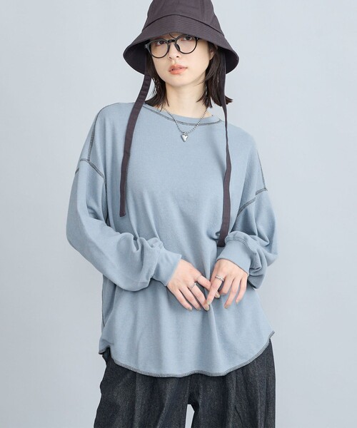 coen(コーエン)の「カワリ天竺ロングスリーブTシャツ(Tシャツ/カットソー・レディース・ダークグレー/ネイビー/オフホワイト/ライトブルー・M/L)」の20枚目の写真