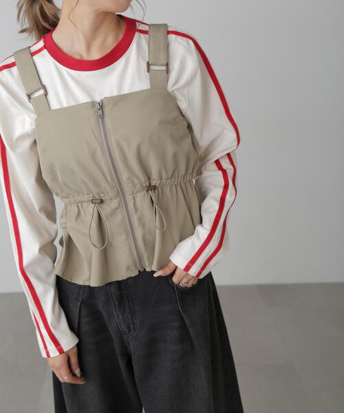 FREE'S MART（フリーズマート）の「ウエストドロストジップビスチェ（シャツ/ブラウス・レディース・ブラック/グレー/ベージュ・FREE）」の3枚目の写真