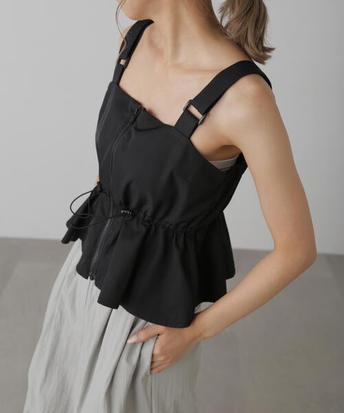 FREE'S MART（フリーズマート）の「ウエストドロストジップビスチェ（シャツ/ブラウス・レディース・ブラック/グレー/ベージュ・FREE）」の14枚目の写真