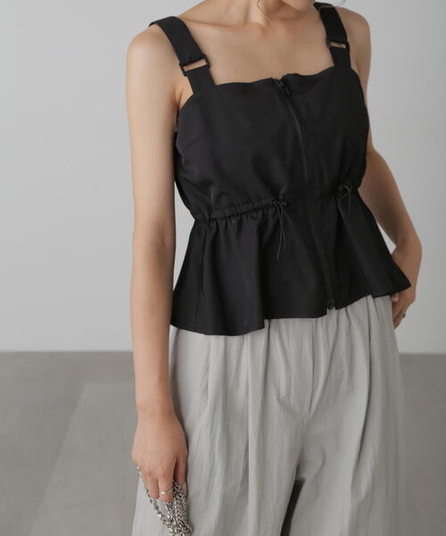 FREE'S MART（フリーズマート）の「ウエストドロストジップビスチェ（シャツ/ブラウス・レディース・ブラック/グレー/ベージュ・FREE）」の13枚目の写真