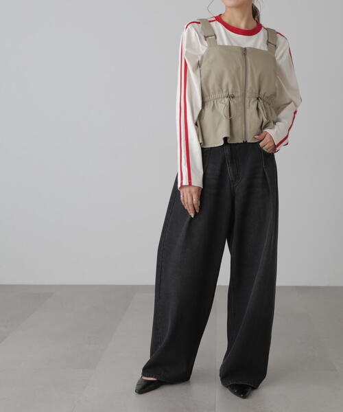 FREE'S MART（フリーズマート）の「ウエストドロストジップビスチェ（シャツ/ブラウス・レディース・ブラック/グレー/ベージュ・FREE）」の18枚目の写真