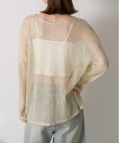 ad thie(アドティエ)の「スパンコール付き オーバーシルエットメッシュプルオーバー(Tシャツ/カットソー・レディース・イエロー/ブラック/オフホワイト・FREE)」の13枚目の写真