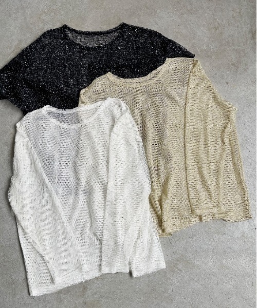 ad thie(アドティエ)の「スパンコール付き オーバーシルエットメッシュプルオーバー(Tシャツ/カットソー・レディース・イエロー/ブラック/オフホワイト・FREE)」の9枚目の写真