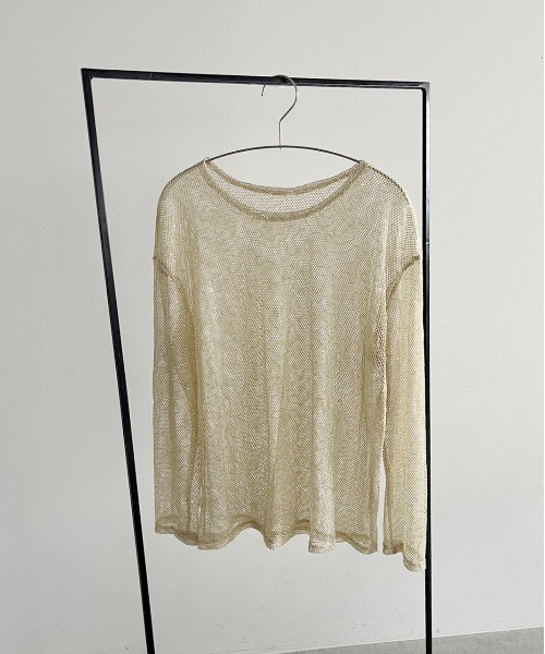 ad thie(アドティエ)の「スパンコール付き オーバーシルエットメッシュプルオーバー(Tシャツ/カットソー・レディース・イエロー/ブラック/オフホワイト・FREE)」の4枚目の写真