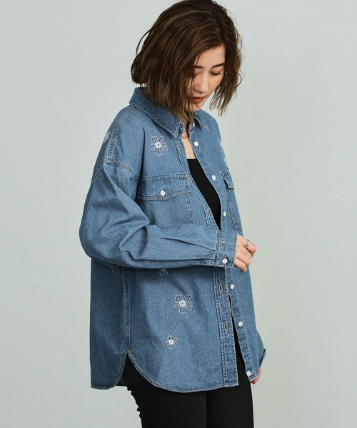 MaxMaraアウトレット●ストラス刺繍輝くデニムシャツジャケット MM6 Maison Margiela/エムエムシックスメゾンマルジェラ