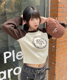A'GEM/9 × .kom 『muah muah/ムーアムーア』 LAMBSWOOL JACQUARD RAGLAN KNIT/ラムウールジャカードラグランニット
