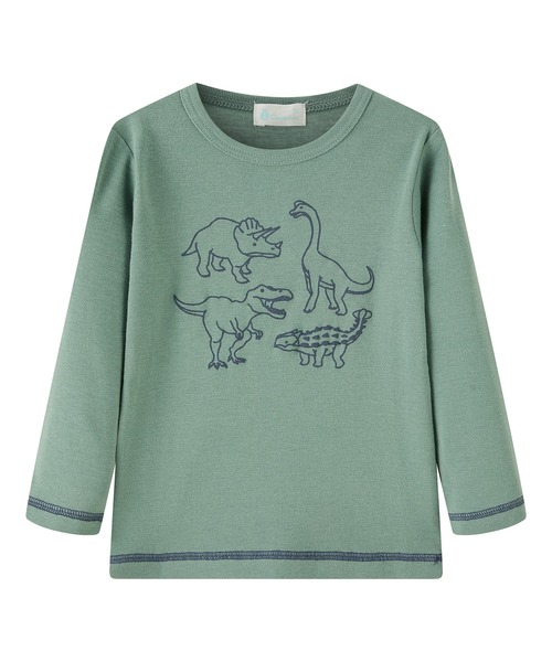 combimini（コンビミニ）の「やわらか長袖らくちんTシャツ（恐竜）（Tシャツ/カットソー・キッズ・ダークベージュ/ブルーグリーン・90/80/120/110/100）」の3枚目の写真