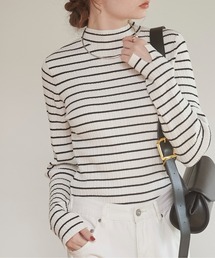 ライトグレー ラメハイネックリブニットセーター sakishimatokyo ニット セーター 「新色追加」「 ラメニット