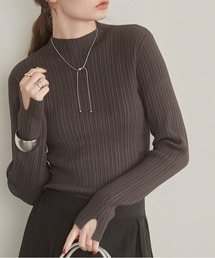 ハイネックラメリブニット シンプル」に該当するトップス