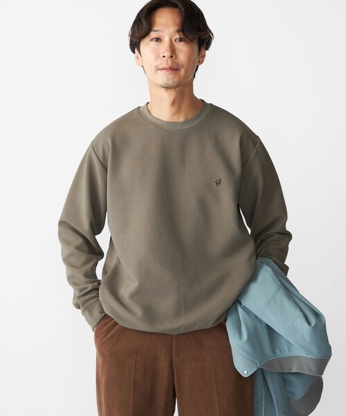 SHIPS(シップス)の「【WEB限定】SHIPS: ワンポイント ロゴ リップル ロングスリーブ Tシャツ (ロンT)(Tシャツ/カットソー・メンズ・オリーブ/ロイヤルブルー/ネイビー/オフホワイト・X-LARGE/LARGE/MEDIUM/SMALL)」の2枚目の写真