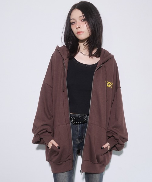 ENVYMアンビー バック刺繍 ビックシルエット ジップ パーカー バック刺繍 ビックシルエット ジップ パーカー（パーカー