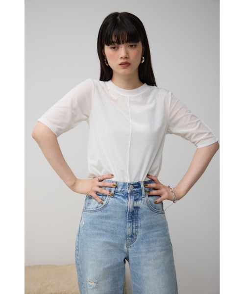 セール】ベロア5分袖トップス（Tシャツ/カットソー）｜AZUL BY MOUSSY