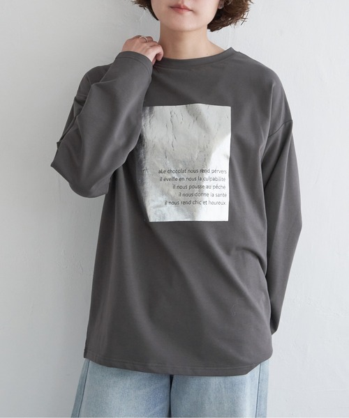 SALE】箔プリントロゴ袖先ギャザーロンT - 12Twelve Agenda