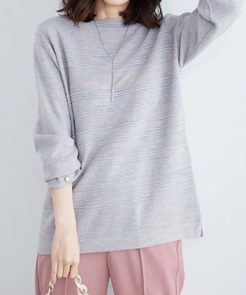 BELLUNA PLUS(ベルーナ)の「ラメ入りミラノリブニットプルオーバー(ニット/セーター・レディース・杢グレー/ブルーグレー/ピンク/ネイビー・LARGE/MEDIUM/X-LARGE)」の3枚目の写真