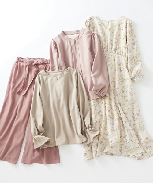 alotta（アロッタ）の「あったか裏地付ふんわりワイドパンツ（その他パンツ・レディース・ネイビー/スモークピンク/ライトオレンジ系/ブラック・M/LL/L/3L）」の9枚目の写真