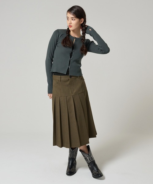 TINA：JOJUN（ティーナジョジュン）の「アンチピリング リブカーディガン TINA：JOJUN（カーディガン/ボレロ・レディース・チャコール/チェリーピンク/クリーム/カーキ・M）」の6枚目の写真