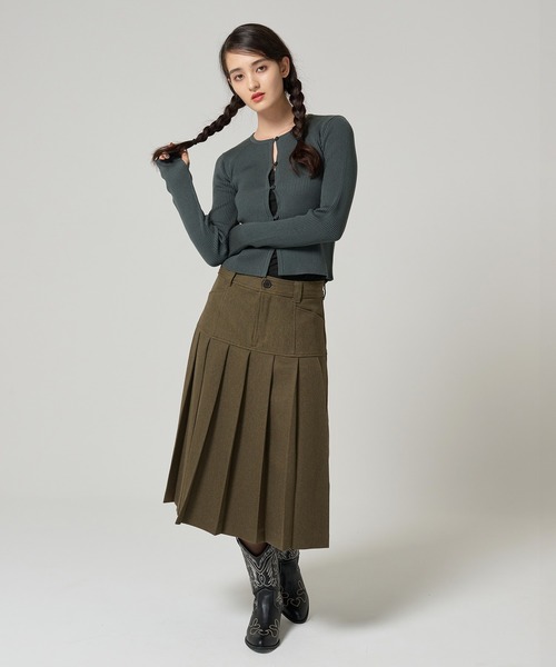 TINA：JOJUN（ティーナジョジュン）の「アンチピリング リブカーディガン TINA：JOJUN（カーディガン/ボレロ・レディース・チャコール/チェリーピンク/クリーム/カーキ・M）」の8枚目の写真