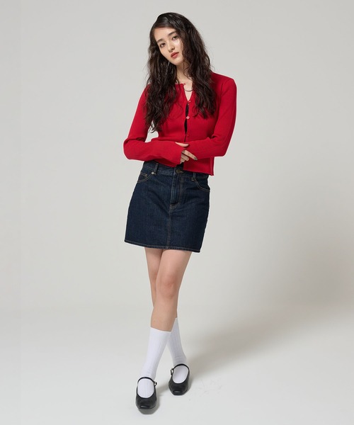 TINA：JOJUN（ティーナジョジュン）の「アンチピリング リブカーディガン TINA：JOJUN（カーディガン/ボレロ・レディース・チャコール/チェリーピンク/クリーム/カーキ・M）」の10枚目の写真