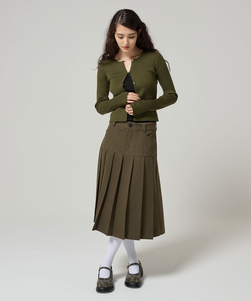 TINA：JOJUN（ティーナジョジュン）の「アンチピリング リブカーディガン TINA：JOJUN（カーディガン/ボレロ・レディース・チャコール/チェリーピンク/クリーム/カーキ・M）」の19枚目の写真