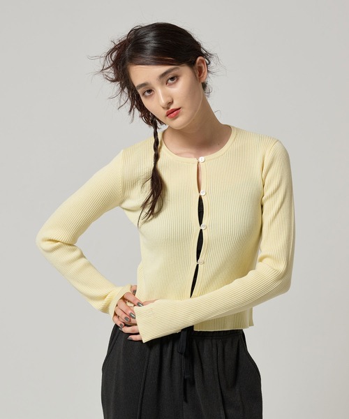 TINA：JOJUN（ティーナジョジュン）の「アンチピリング リブカーディガン TINA：JOJUN（カーディガン/ボレロ・レディース・チャコール/チェリーピンク/クリーム/カーキ・M）」の21枚目の写真