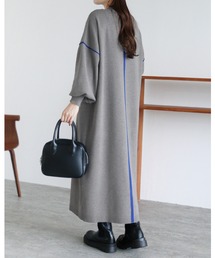 reca | ミラノリブ配色ニットロングワンピース(ワンピース)