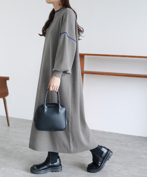 セール】ミラノリブ配色ニットロングワンピース（ワンピース）｜reca