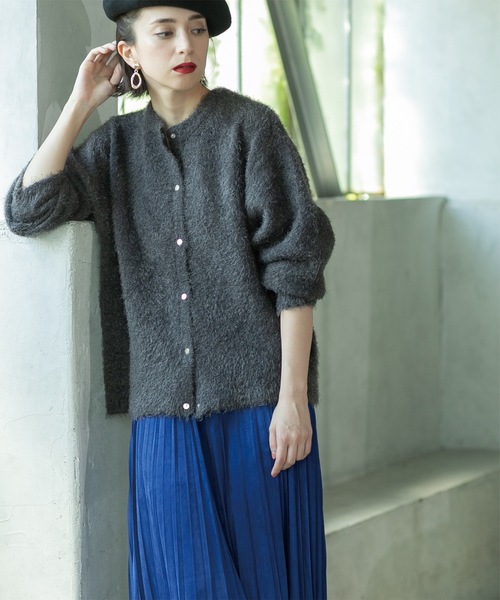 OPAQUE.CLIP（オペークドットクリップ）の「《BAILA掲載》シャギーニットミドルカーディガン【洗濯機洗い可】（カーディガン/ボレロ・レディース・ブラック/オフホワイト/チャコールグレー/グリーン/パープル系1・38/40）」の17枚目の写真