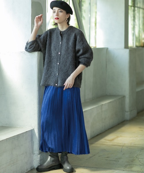 OPAQUE.CLIP（オペークドットクリップ）の「《BAILA掲載》シャギーニットミドルカーディガン【洗濯機洗い可】（カーディガン/ボレロ・レディース・ブラック/オフホワイト/チャコールグレー/グリーン/パープル系1・38/40）」の20枚目の写真