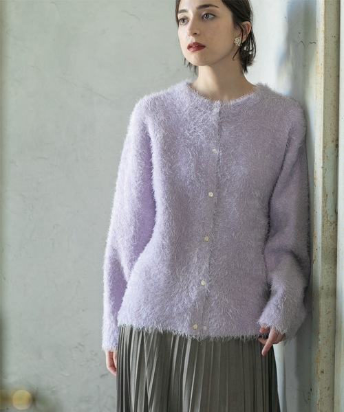 OPAQUE.CLIP（オペークドットクリップ）の「《BAILA掲載》シャギーニットミドルカーディガン【洗濯機洗い可】（カーディガン/ボレロ・レディース・ブラック/オフホワイト/チャコールグレー/グリーン/パープル系1・38/40）」の21枚目の写真
